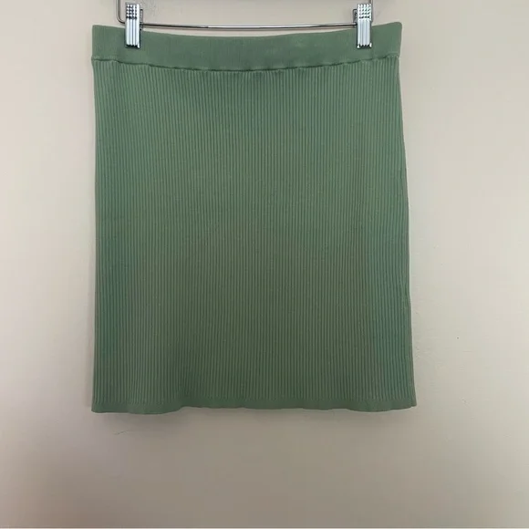 Aritzia Wilfred Light Sage Green Reso Ribbed Knit Mini Skirt Size Large - Picture 2 of 5